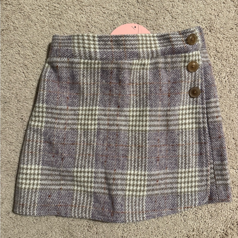 Stylish Plaid Skort with Button Detail